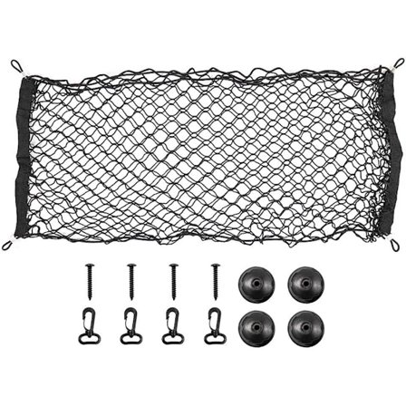 Nylon Oppbevaringsnett 90 x 40cm Elastisk Bagasjenett Bakre Bagasjerom Organizer Beskyttende Nett for Bil Varebil Lastebil SUV med 4 Kroker V7075