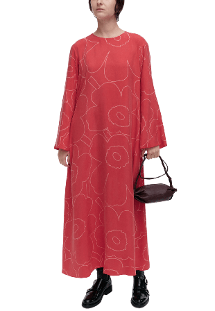 Marimekko Fluidi Piirto Unikko Klänningar Dam Röd 34