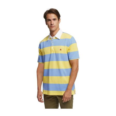 Brooks Brothers, Slim-fit Rugby Stripe Stretch Pique Polo Shirt Brązowy, Mężczyzna, Rozmiar: L