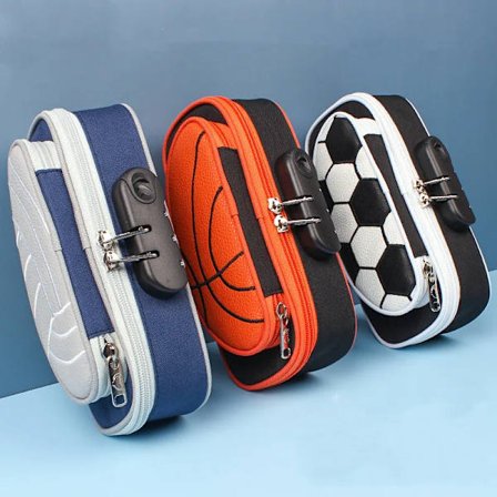 Pencil Cases Boys Sports Series Basketball Pen Holder Large Capacity Stationery Box Coded Lock Home Office School Storage Bag