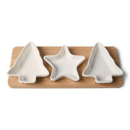 |NN| Tarjoiluvati Kuusi & Tähti Joulu Valkoinen