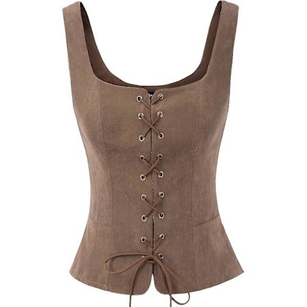 Pirate Renaissance Vest Cosplay Kostyme Bondekorsett Kaffe for Kvinner