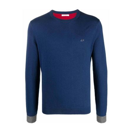 Sun68 Round-neck Strik Blå, Herre Strik