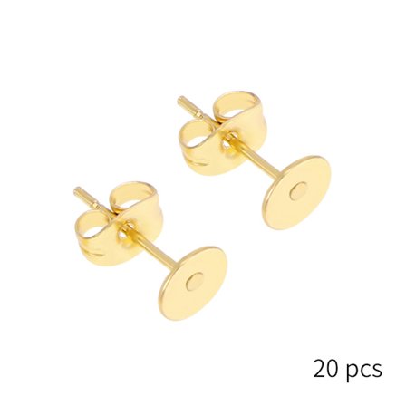 Øreringe 20 Par Flade Ørestikker 6 X 12 mm, DIY Øreringe Smykkefremstilling (Guld)