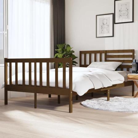 Vidaxl Sängram Honungsbrun Massivt Trä 140x190 Cm Brun