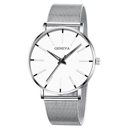 GENEVA Miesten Kvartsikello Muodikkaat Rannekellot Ruostumattomasta Teräksestä Valmistetulla Rannekkeella - Tyyli G{ DB}