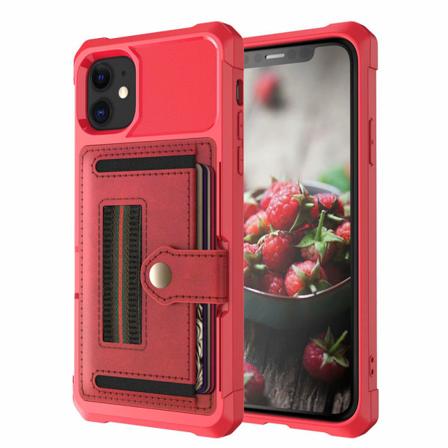 iPhone 11 - Skal med Korthållare Röd
