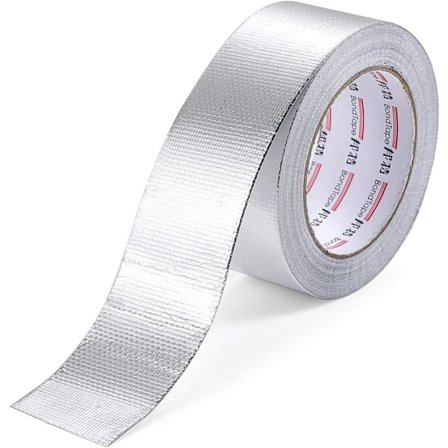Selvklæbende tape, aluminiumsbånd, varmebestandig varmebeskyttelse, rivefast. Bredt aluminiumsforseglingstape med glasnetstof til forsegling af 