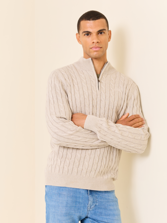 Jean Paul - Morton zipneck - Herre - Beige - Gensere - L