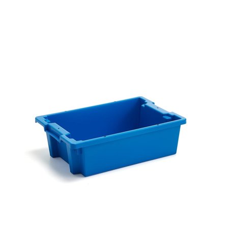 Plastbakke SPENCE, stablebar, 30 liter, L600 B400 H180 mm, blå
