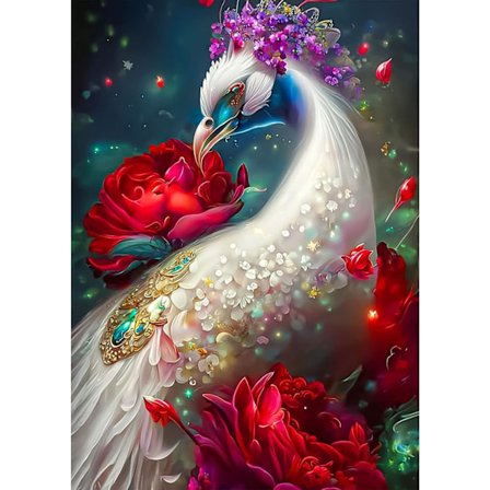 (30x40cm) Blommor Påfågel Diamantmålning Kits, Diamantkonst för A