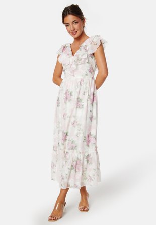 Bubbleroom Occasion Flounce Jacquard Midi Dress Vaatteet