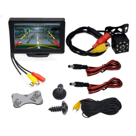 Bil Rear View Kamera Wide Degree 4,3" TFT LCD Display eller Monitor Vandproof Night Vision Reversing