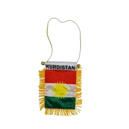 Kurdistan lipun alla riippuva auton taustapeili imukupilla