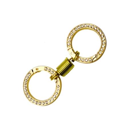 Dobbeltsidet fjedernøglering Rhinestones nøglering GULD gold
