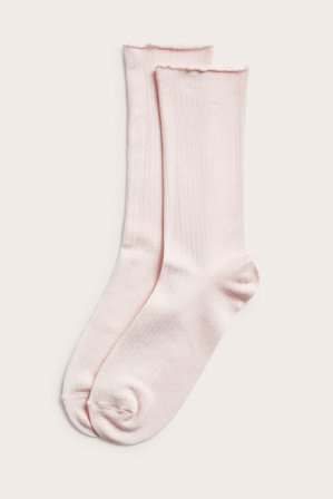 Kappahl | Kiiltävät ribbisukat Vaaleanpunainen 40/42 | Vaaleanpunainen