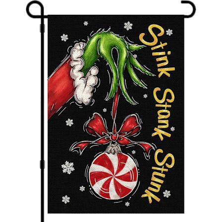 Julgrändsflagga 12x18 Tum Julgrändsflagga Utomhus Vertikal Dubbelsidig Burlap Julgrändsskylt Godisdesign Flagga
