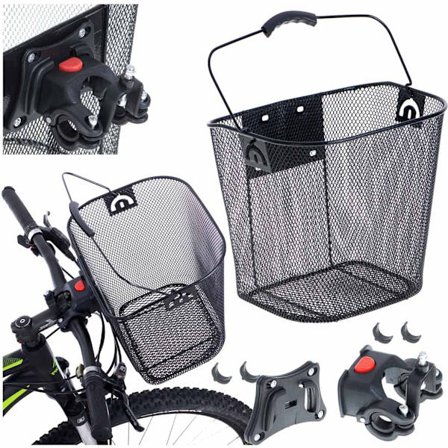 Polkupyörän kori edessä metallinen napsautuskori