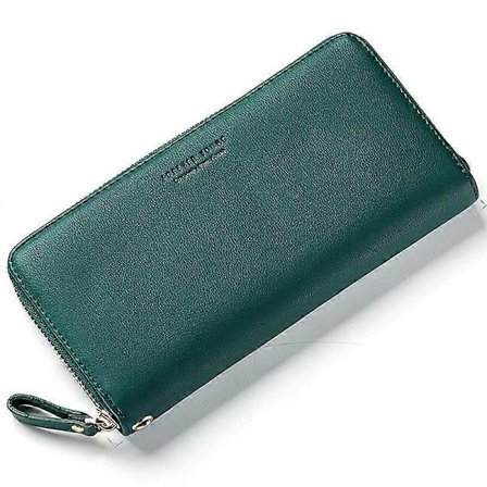 FOREVER YOUNG C7575-10 Dame Håndledsrem Clutch Lang Tegnebog PU Læder Telefonlomme Taske (Mørkegrøn, Mørkegrøn)