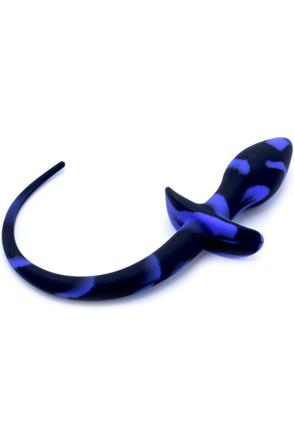 Kiotos Anal Plug Dog Tail Black/Blue Analplugg med svans - Blushme.se