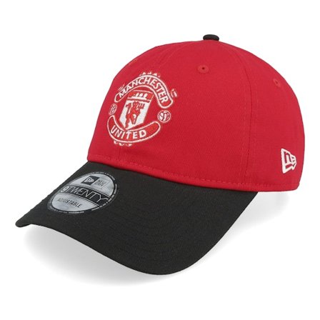 New Era - Football - Red - unconstructed - Cap - Manchester United Bar Stripe 9TWENTY Scarlet/Black Dad Cap - Hatstore