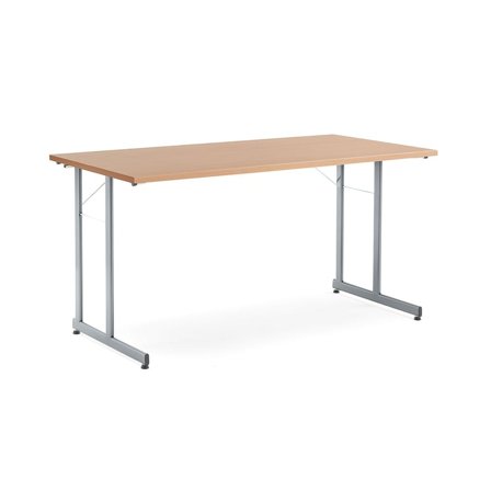 Office folding table CLAIRE, 1400x700x720 mm, beech, alu grey
