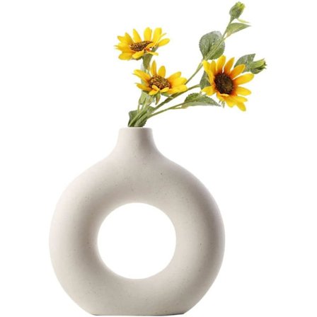 Stor vase til pampasgræs, spisebordsdekorationer, æstetisk stueindretning, boho-hjemmeindretning, hvid vase til køkken, store runde 