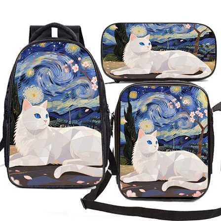 Ryggsäck - 3D Barn Skolryggsäck 3 st (Katt B)