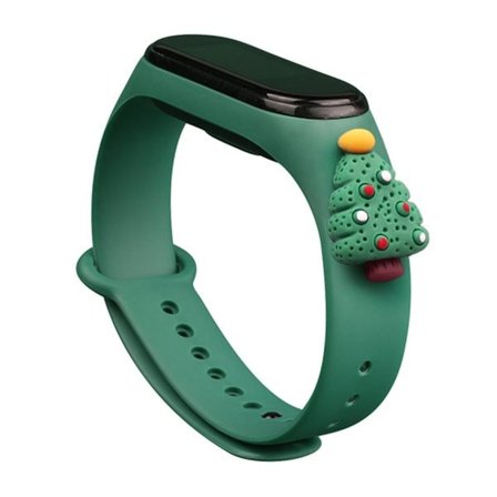 Strap Xmas for Xiaomi Mi Band 3 / 4 Christmas Silicone Strap Armbånd med juletre - Mørkegrønn