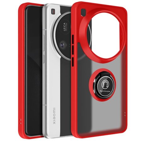 Coque för Xiaomi 15 Ultra Magnetisk Ring Genomskinlig Röd