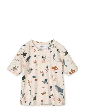 Noah Printed Shortsleeve Swim Tee Cream Liewood