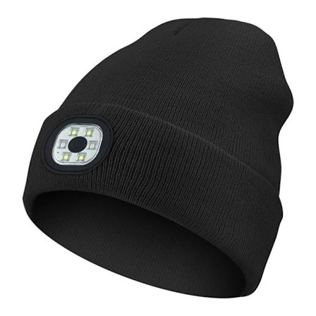 LED Beanie for Kids, USB Rechargeable LED Headlight Waterproof Warmer Winter Knit Cap Hat with Light for Boys Girls