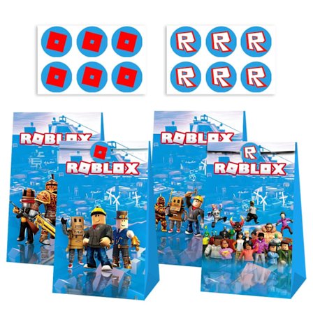 12 st Roblox Pappers Godis Loot Påse & Klistermärken Presentpåse Barn Födelsedagsdekorationer