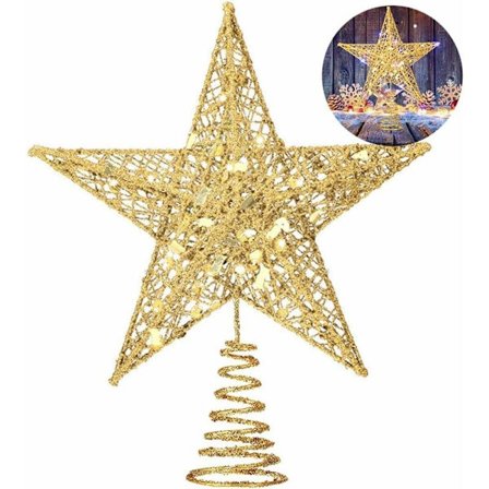 Guldglitter julgransstjärna för julgransdekoration 20 cm guld 20 x 25 x 5 cm MODOU