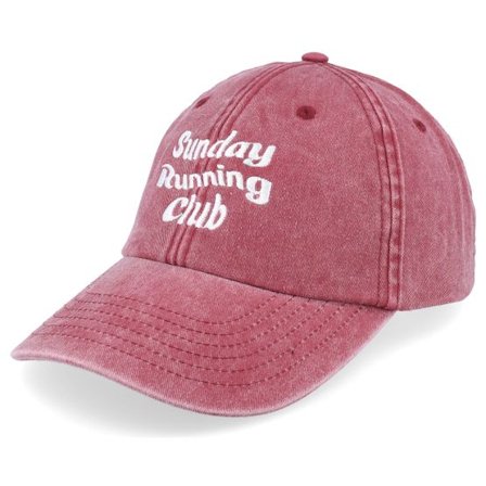 Iconic - Röd unconstructed Keps - Sunday Running Club Washed Red Dad Cap @ Hatstore