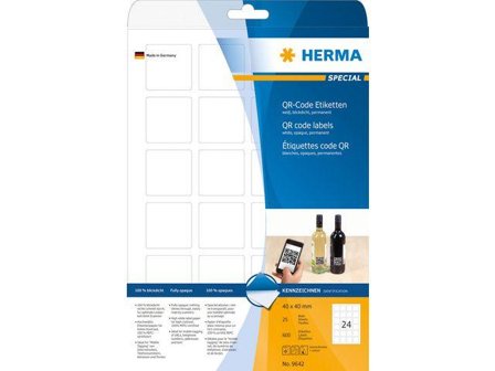 Herma Special - Papir - matt - permanent selv-adhesiv - hvit - 40 x 40 mm 600 etikett(er) (25 ark x 24) opake arkivmappeetiketter