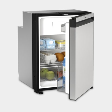 Kylskåp med kompressor Dometic NRX 80S, 12V / 24V, dörr, 75 liter (varav 6.1 liter frysfack), silver frontpanel (rostfritt stål)