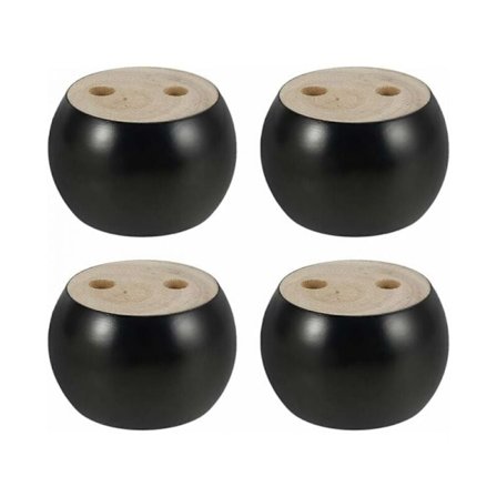 Sæt med 4 træben til møbler, runde, 5 cm høje, til sofa, seng, lænestol, garderobe, med skruer og bånd (sort)