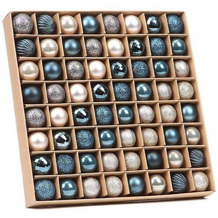 64 stk. Alsidige julekugler julegaver juletræskugler - eller blå