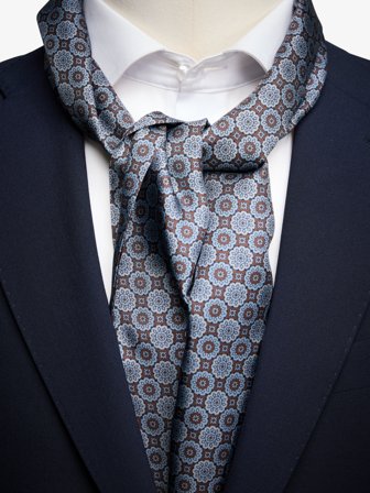Blue Silk Scarf Geometric