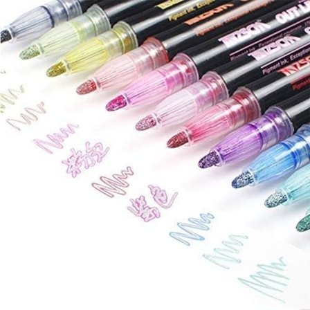 Akryl Marker Tusjer, 12 Farger Akrylmaling Tusjer, Vanntette Permanente Malemarkører, Barnas DIY Reversibel Penn Kunst for Stein