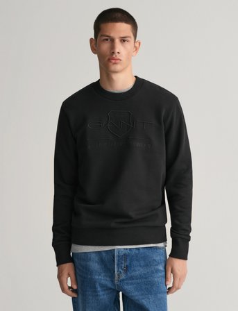 GANT Reg Tonal Shield C-Neck Sweat - Black - S
