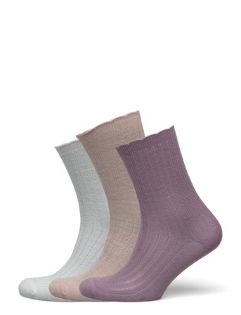 Sock 3 P Merino Pointelle Scal Lingerie Socks Regular Socks Rosa Lindex*Betinget Tilbud