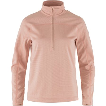 Fjällräven Dam's Abisko Lite Fleece Half Zip in Chalk Rose | Size: 2XS, Polyester