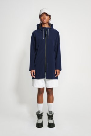 Stockholm Lightweight Zip Matte Raincoat Navy