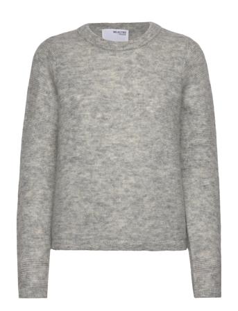 Slflive Ls Knit O-Neck Pullover Grå Selected Femme*Betinget Tilbud