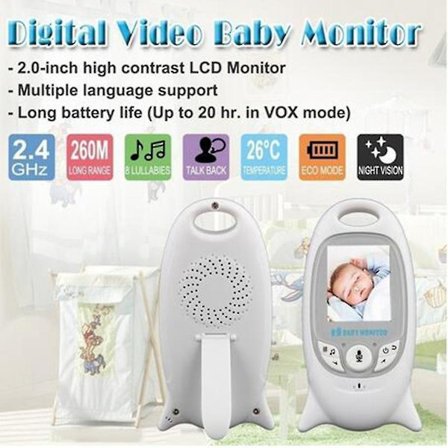 2,4 GHz Trådløs Babyalarm med Nattesyn Kamera