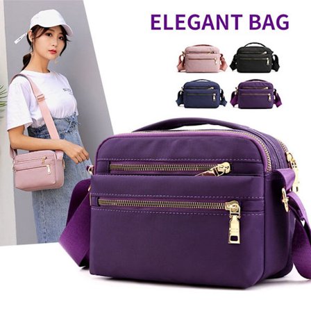 Mordely Nylon axelväska med hög kapacitet Handväskor med dragkedja med flera fickor