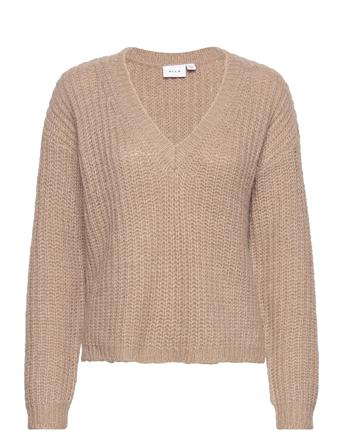 Visluba L/S V-Neck Knit Beige Vila