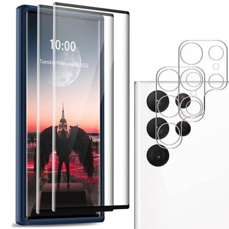 2-PACK Galaxy S23 Ultra Skärmskydd + Kameralinsskydd 3D 0,3mm Transparent